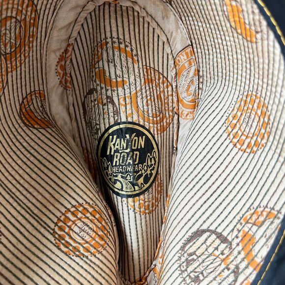 Vintage Kanyon Road Fedora Hat Brown Wool Tweed Gold Feather - Men's Size 7 - Picture 8 of 9